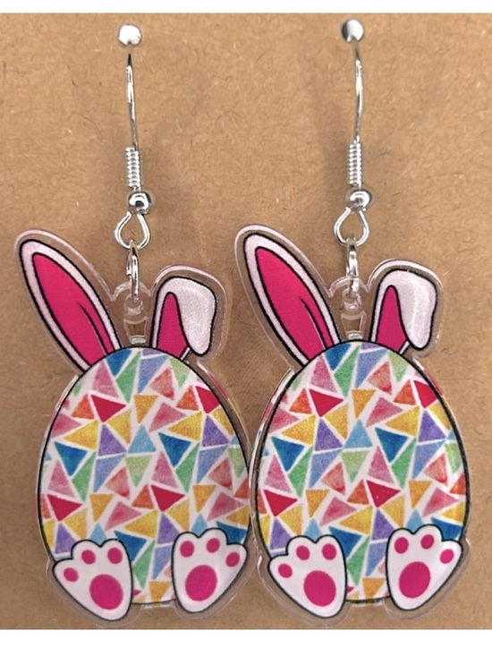 Fashion Jewelry Jewelry - Easter Bunny Egg Earrings 2D Acrylic Cartoon Fashion Jewelry